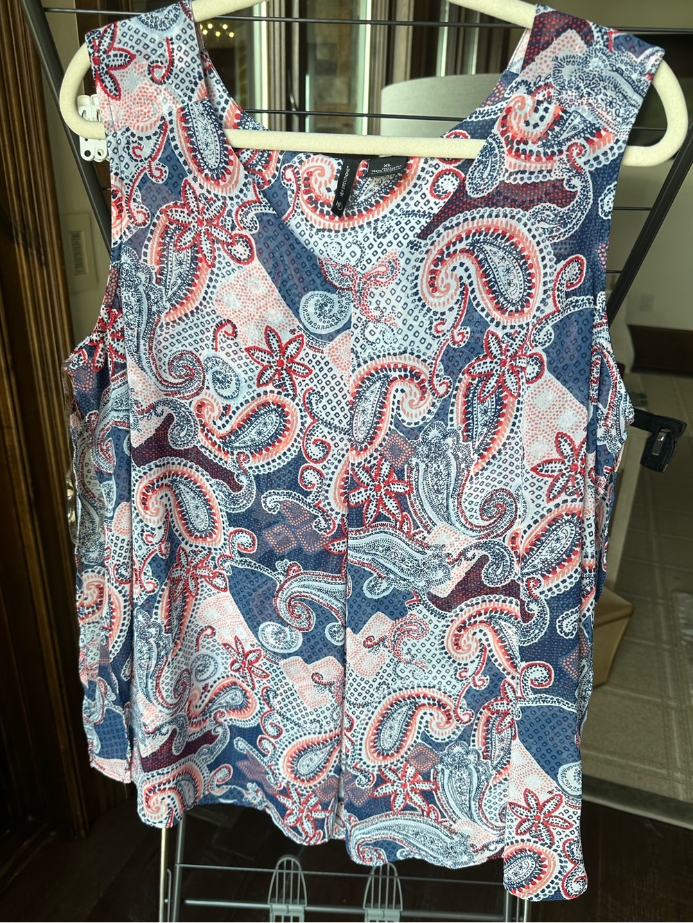 new directions Navy and Red Paisley Sleeveless Tank